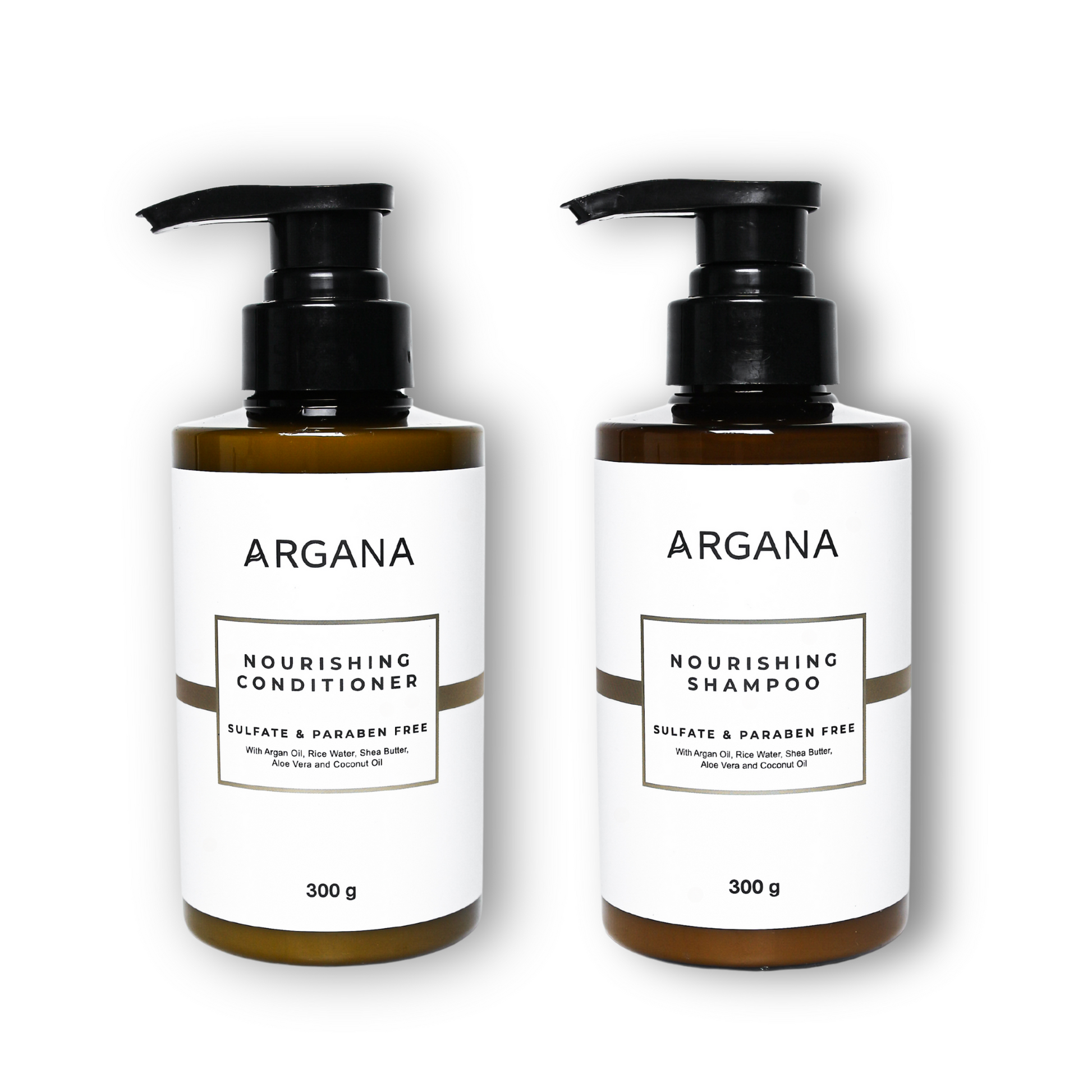 Argan Shampoo and Conditioner från Argana – ett hårvårdsset som rengör
skonsamt och återfuktar för mjukt, glansigt och friskt hår.